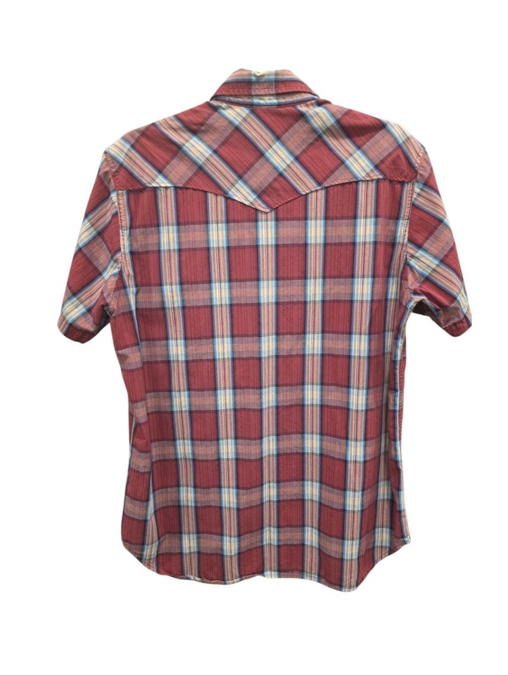 Lucky Brand Western Pearl Snap Shirt Burgandy Plaid Cowboy Ranchwear Y2K. - Picture 2 of 8